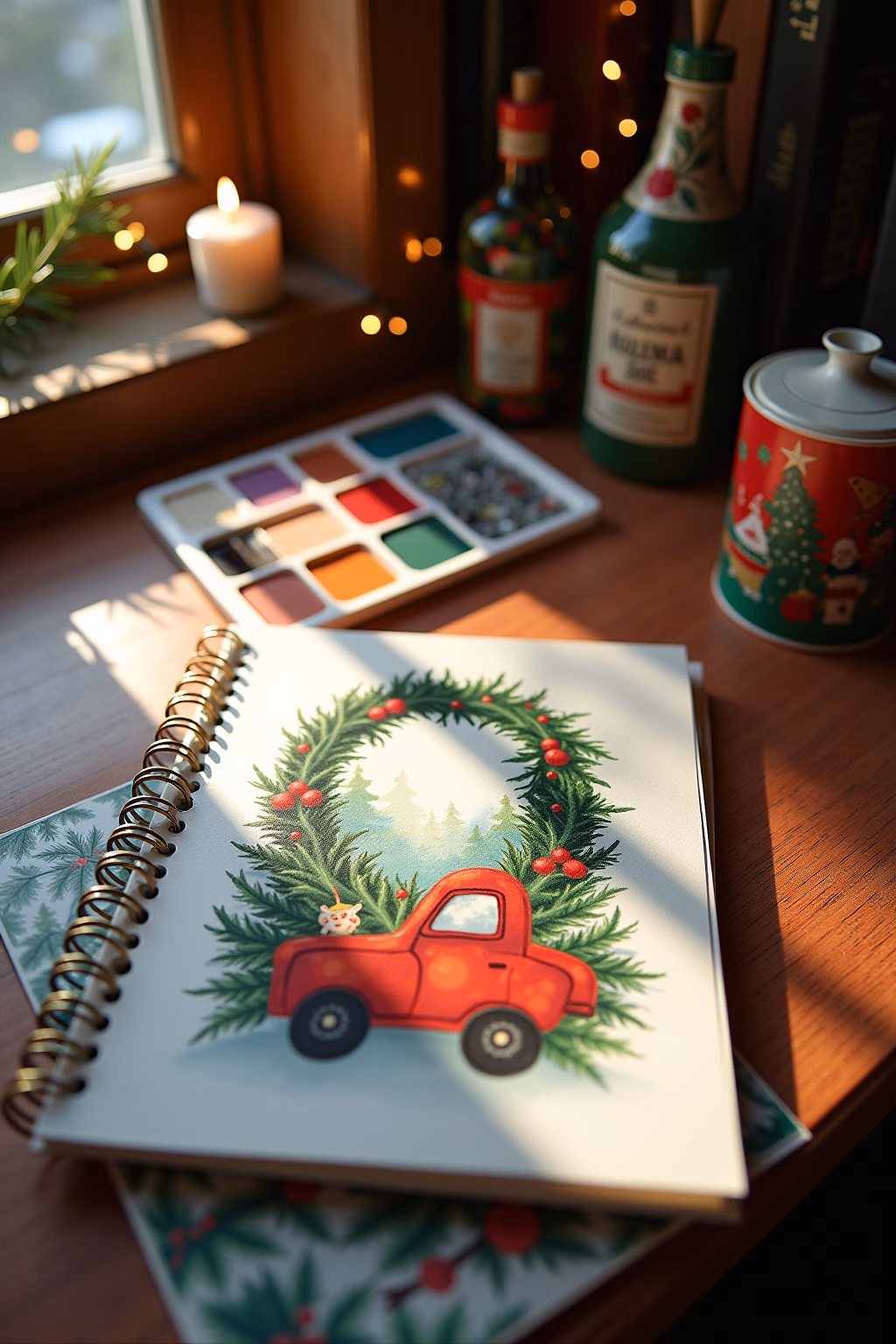 weihnachtskarte aquarell outline 1