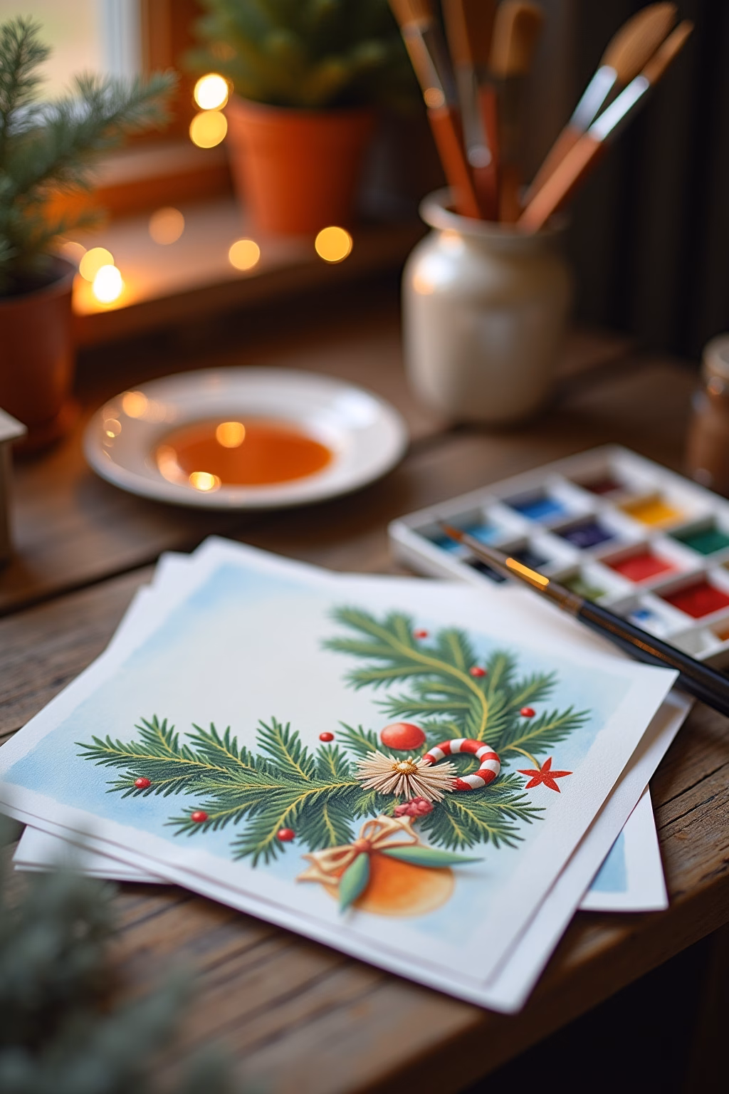 weihnachtskarte aquarell outline 2 1
