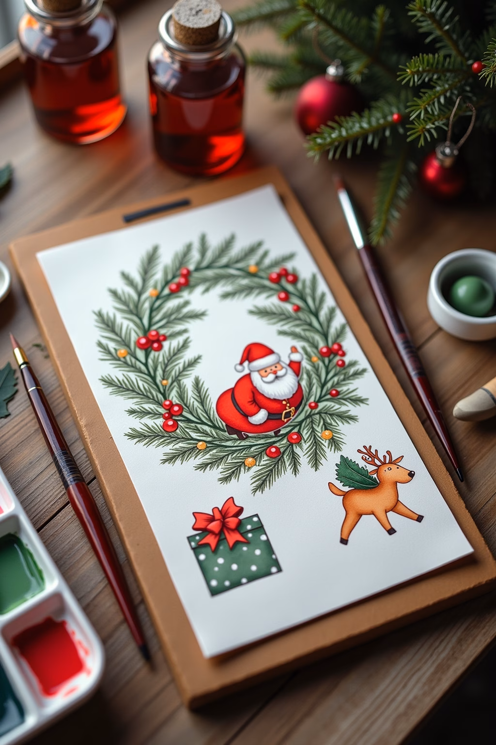 8 Weihnachtskarten Aquarell Ideen für festliche Grüße 15 weihnachtskarte aquarell outline 3 1