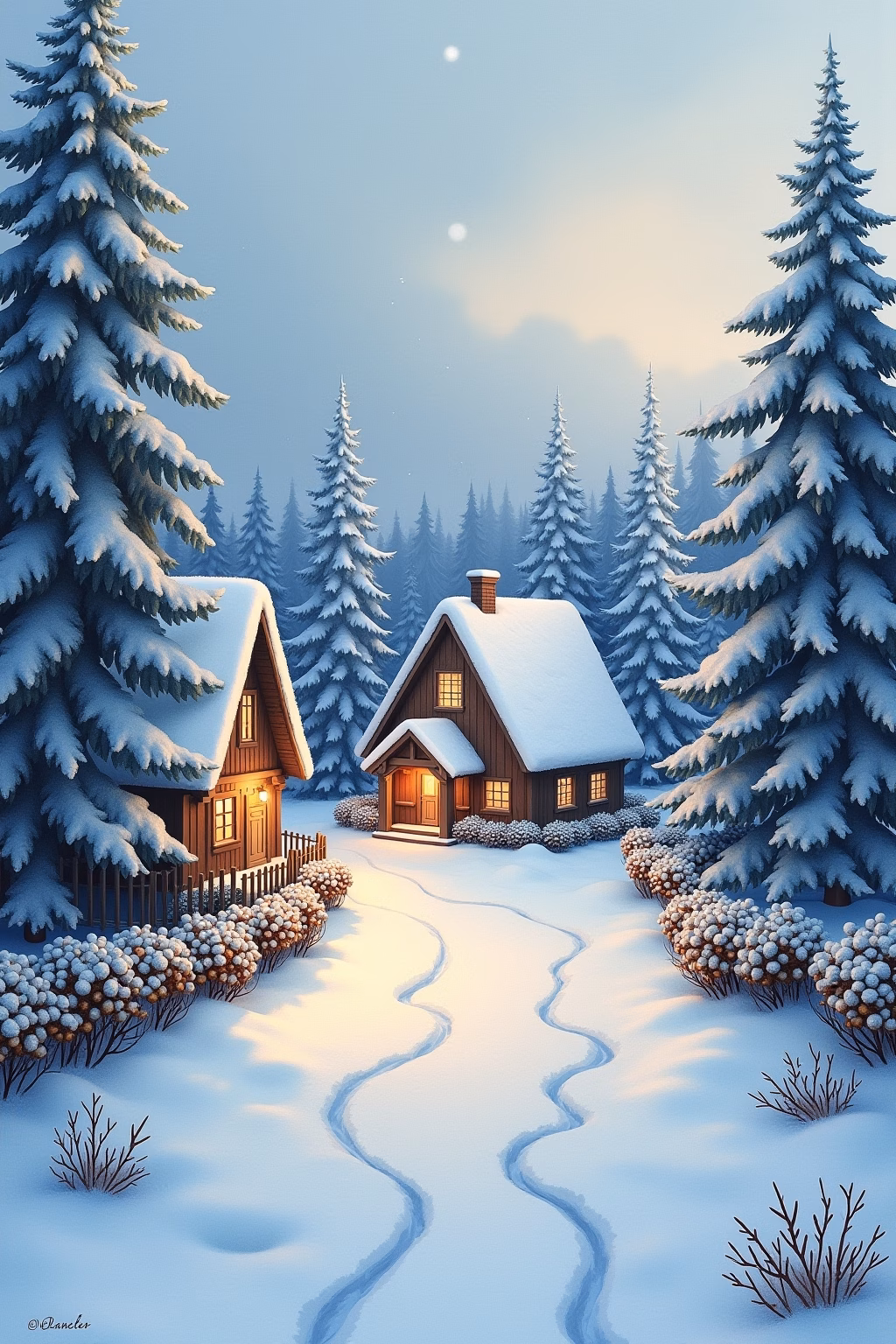 weihnachtskarte aquarell outline 4 1