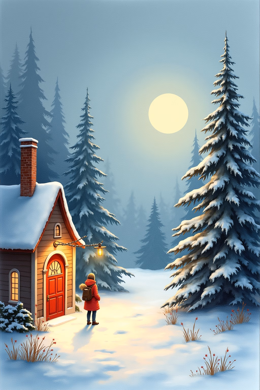 weihnachtskarte aquarell outline 8 1